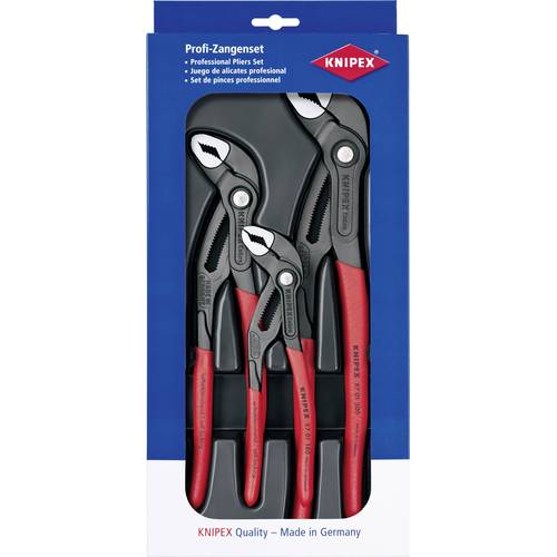 Knipex 00 20 09 V02 Werkstatt Wasserpumpenzangen-Set 3teilig Einstellung per Knopfdruck, Selbstklemmeffekt, Feinverstell...