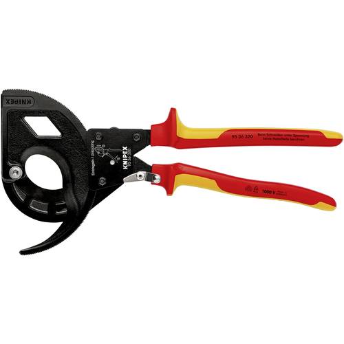 Knipex 95 36 320 Ratschen-Kabelschneider Geeignet für (Abisoliertechnik) Alu- und Kupferkabel, ein- und mehrdrähtig 60 m...