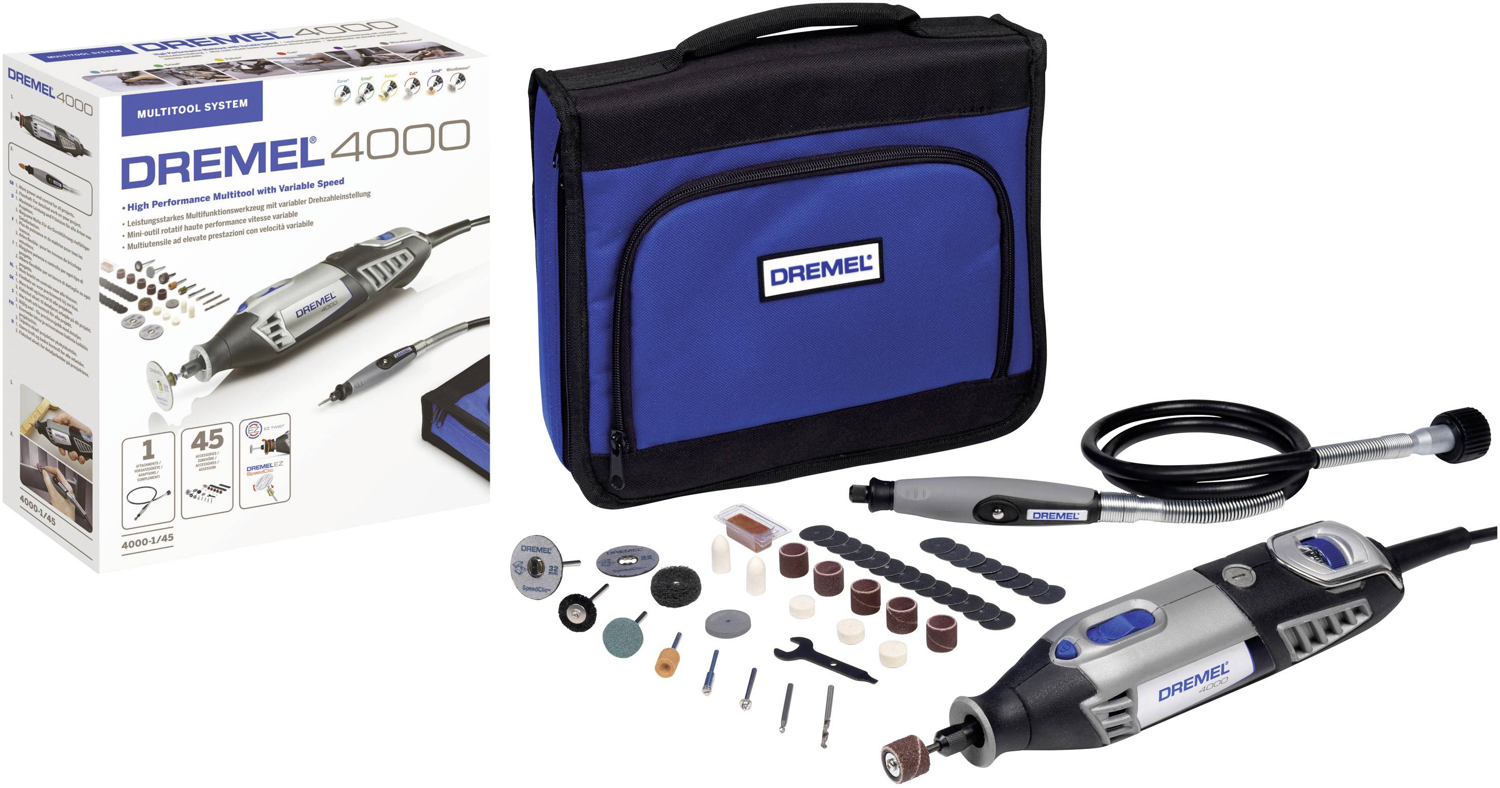 Dremel 4000-1/45 F0134000JA Multifunktionswerkzeug mit Zubehör, inkl. Tasche 47teilig 175 W-3