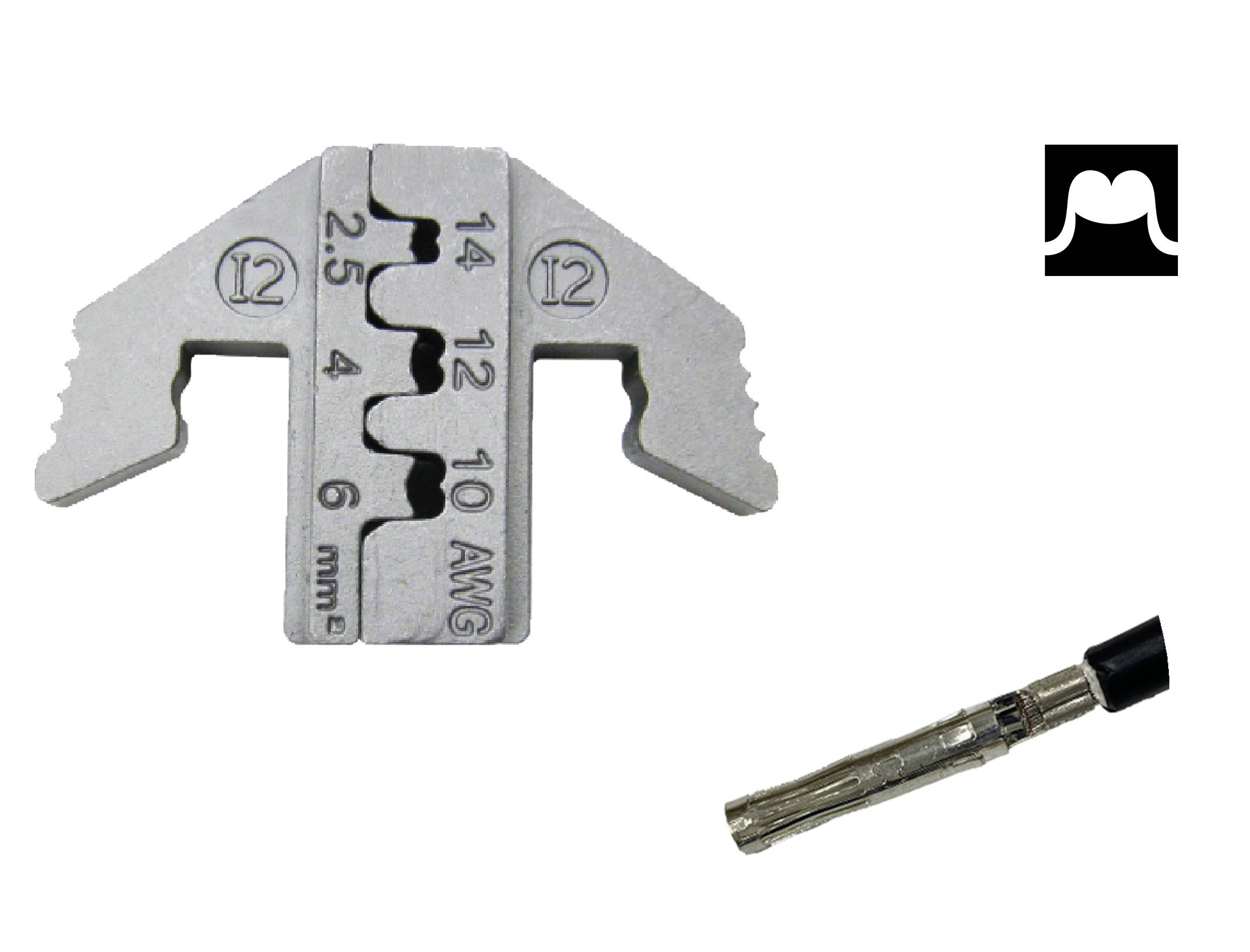 'Abisolierzange zum Abisolieren von Kabeln verschiedener Größen, mit Größenangaben in mm und AWG.'