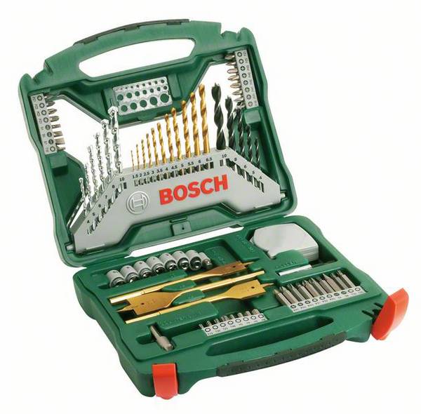 Bosch Accessories 2607019329 X-Line 70teilig Bohrer- und Bit-Sortiment Metall, Stein, Beton, Holz, Mauerwerk