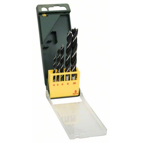 Bosch Accessories 2607019440 Holz-Spiralbohrer-Set 5teilig 4 mm, 5 mm, 6 mm, 8 mm, 10 mm Zylinderschaft 1 Set