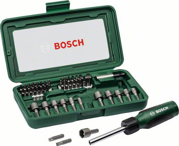 Bosch Accessories Promoline 2607019504 Bit-Set 46teilig Schlitz, Kreuzschlitz Phillips, Kreuzschlitz Pozidriv, Innen-Sechsrund (TX), Innen-Sechskant