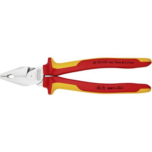 Thumbnail - KNIPEX 02 06 225 Kraft-Kombizange isoliert mit Mehrkomponenten-Hüllen, VDE-geprüft verchromt 225 mm