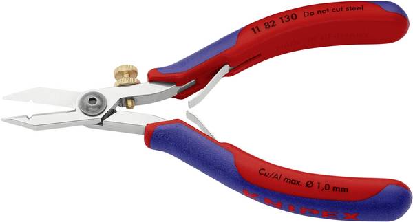 Knipex KNIPEX 11 82 130 Elektronik-Abisolierschere mit Mehrkomponenten-Hüllen 140 mm  11 82 130