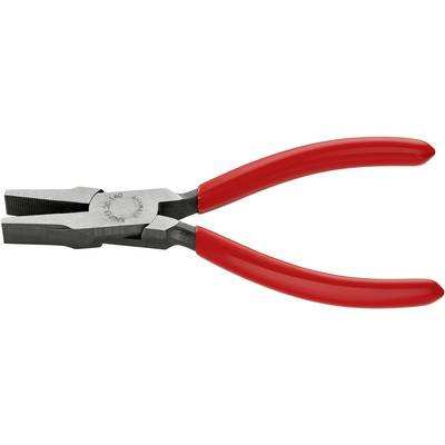 Eine Flachzange mit roten Griffen, hauptsächlich verwendet zum Greifen, Biegen und Schneiden von Drähten.