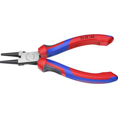 Rote und blaue Zange mit Metallbacken, geeignet zum Greifen oder Halten kleiner Objekte. Beschriftet mit '22 02 160' und 'Germany'.