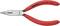 Rote Elektronikzange mit langem, schlankem Kopf, geeignet für präzise Arbeiten. Aufschrift 'KNIPEX 25 01 125 Made in Germany'.