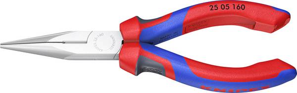 Knipex 25 05 160 Elektrotechnik und Feinwerktechnik Flachrundzange Gerade Vanadium Elektrostahl 160 mm