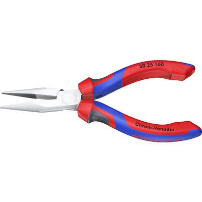 Eine rote und blaue Kombizange mit der Aufschrift 'Chrom-Vanadin'. Geeignet für Arbeiten in der Elektroinstallation und Mechanik.
