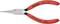 Rote Elektronikzange aus Chrom-Vanadium-Stahl mit schmalen Spitzen, hergestellt in Deutschland. Geeignet für präzise elektronische Arbeiten.
