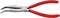 Rote Knipex-Zangen mit gebogenen Spitzen, verwendet zum Greifen kleiner Gegenstände oder Arbeiten an schwer zugänglichen Stellen.