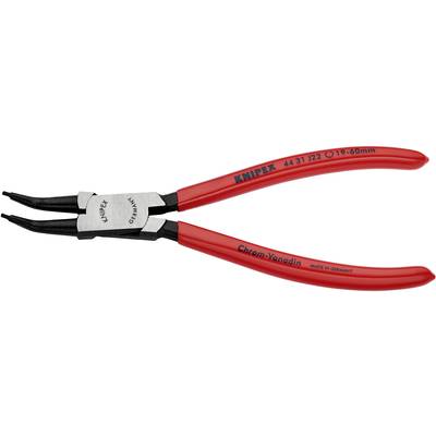 Rote Knipex Sprengringzange mit gebogenen Spitzen, geeignet für Ringe von 19-60 mm. Gefertigt aus Chrom-Vanadium-Stahl, made in Germany.