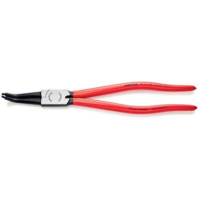 Rote Zange mit gebogenen Spitzen, ideal zum Greifen und Biegen von Draht. Metallelemente in der Mitte für Stabilität.