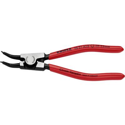 Eine rote Sicherungsringzange mit schwarzer Spitze der Marke 'Knipex', geeignet für Innenringe von 10-25 mm, aus Chrom-Vanadium gefertigt.