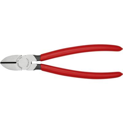 Roter Seitenschneider mit metallischen Schneiden und schwarzem Scharnier, geeignet zum Durchtrennen von Drähten oder Kabeln.