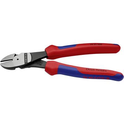 Ein Knipex Seitenschneider mit rot-blauen Griffen und der Aufschrift 'Chrom-Vanadin'. Geeignet zum Schneiden von Drähten und Kabeln.