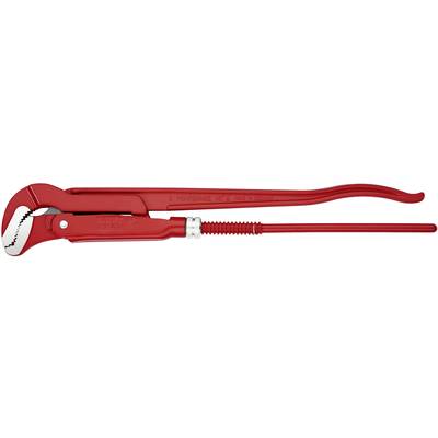 Rote Rohrzange mit gezahntem Maul, geeignet zum Greifen und Drehen von Rohren und Schraubverbindungen.