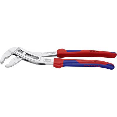 Rote und blaue Wasserpumpenzange von Knipex, 300 mm groß, mit verstellbarem Kopf für sicheren Halt, geeignet für vielseitige Anwendungen.