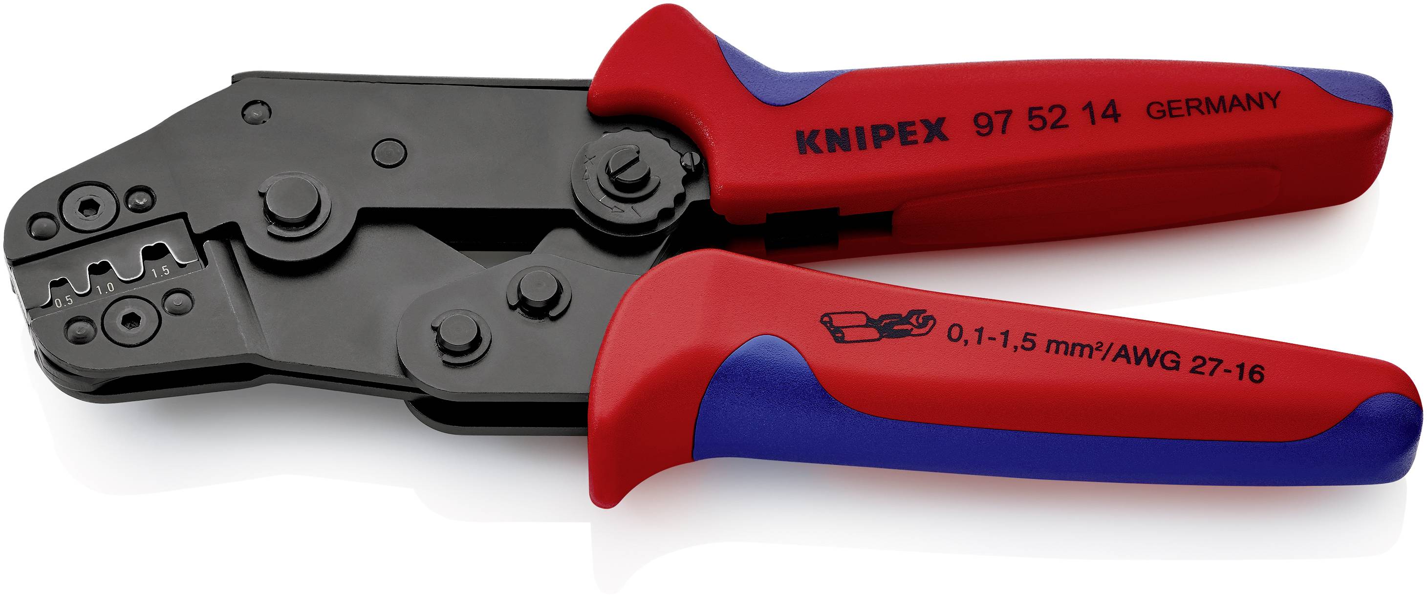 KNIPEX 97 55 14 - MW_24082021_0199 Zange für Buchsenklemmen mit  automatischer Einstellung für seitliches Crimpen, beschichtet mit  zweikomponentigem verchromtem Material