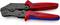 Rote und schwarze Crimpzange der Marke KNIPEX, Modellnummer 97 52 14. Geeignet für Kabel mit Durchmesser 0,1–1,5 mm²/AWG 27–16.