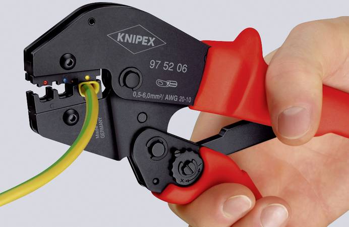 Knipex Hand-Crimpzange für isolierte Kabelschuhe und Verbinder