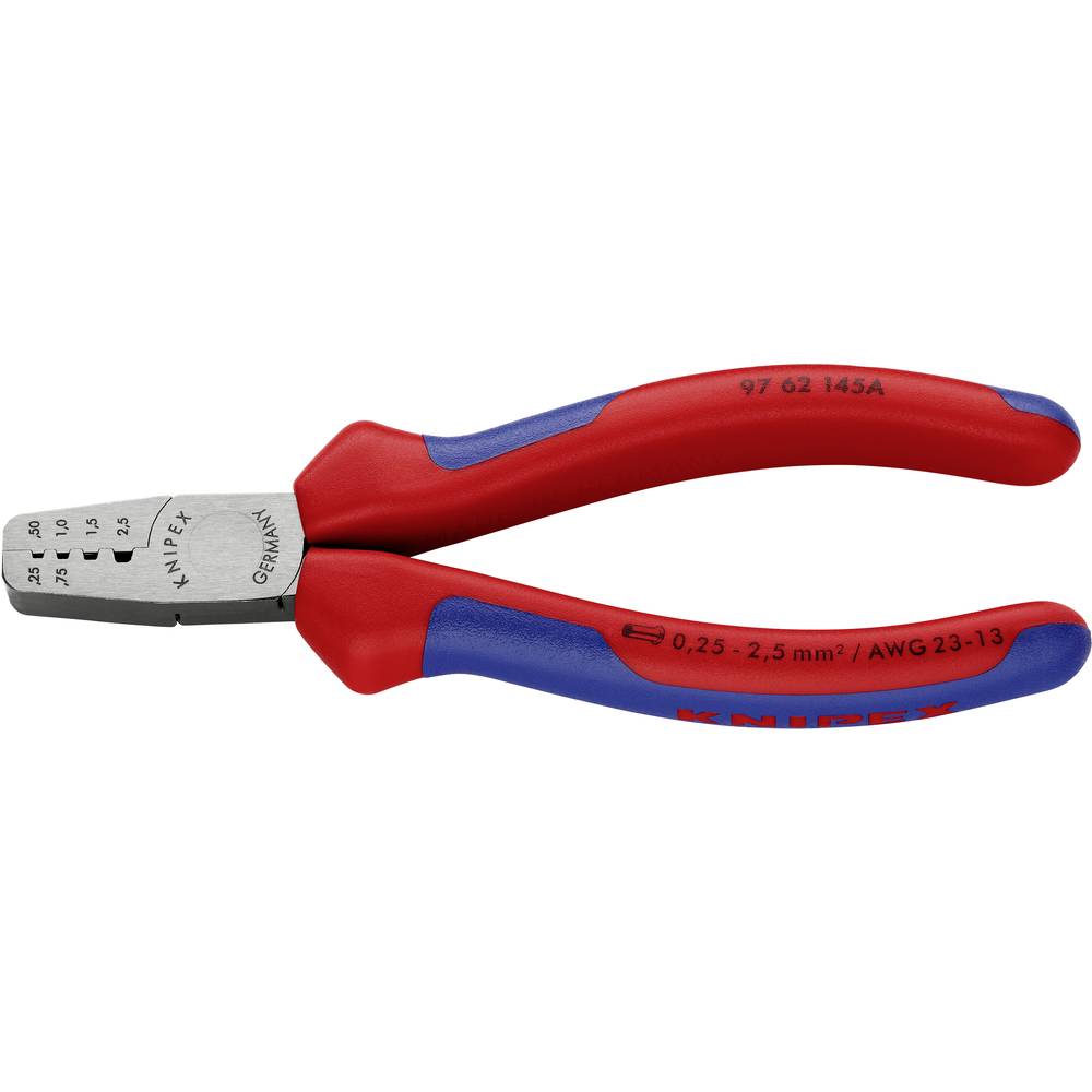 Knipex 97 62 145 A Krimptang voor adereindhulzen 0,25 2,5 mm² (AWG 23 13)