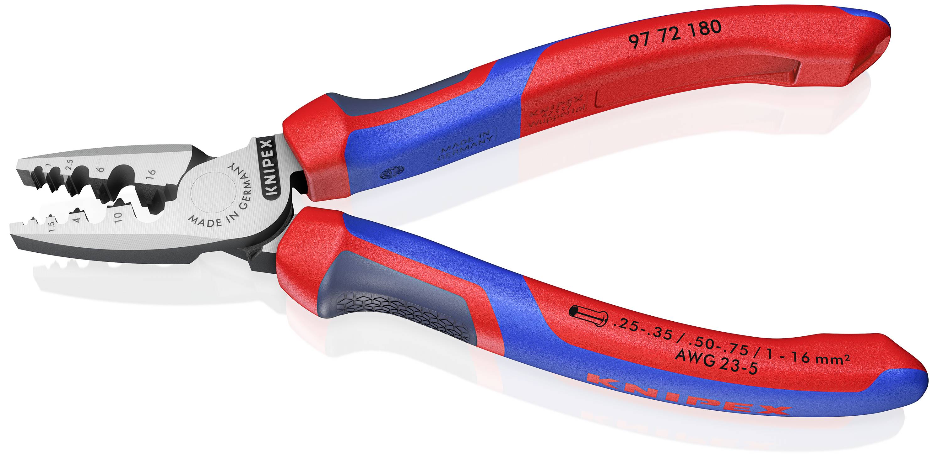 Knipex 97 72 180 97 72 180 Crimpzange Aderendhülsen 0.25 bis 16