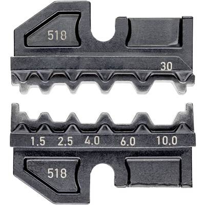 'Zwei schwarze Einstellschablonen mit Zähnen und Markierungen. Oben: Zahl 30, unten: Zahlenreihe 1.5, 2.5, 4.0, 6.0, 10.0.'