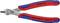Zange mit roten und blauen Griffen; auf der Klinge steht 'Knipex Germany'. Geeignet für Drahtschneiden bis max. Cu Ø 1,6 mm, Fe Ø 1,0 mm.