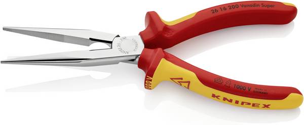 Knipex 26 16 200 VDE Flachrundzange Gerade Vanadium Elektrostahl 200 mm