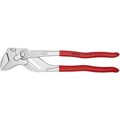 Silberne Wasserpumpenzange mit roten Griffen, Markenlogo 'KNIPEX' eingraviert. Werkzeug zum Greifen und Halten von Objekten.