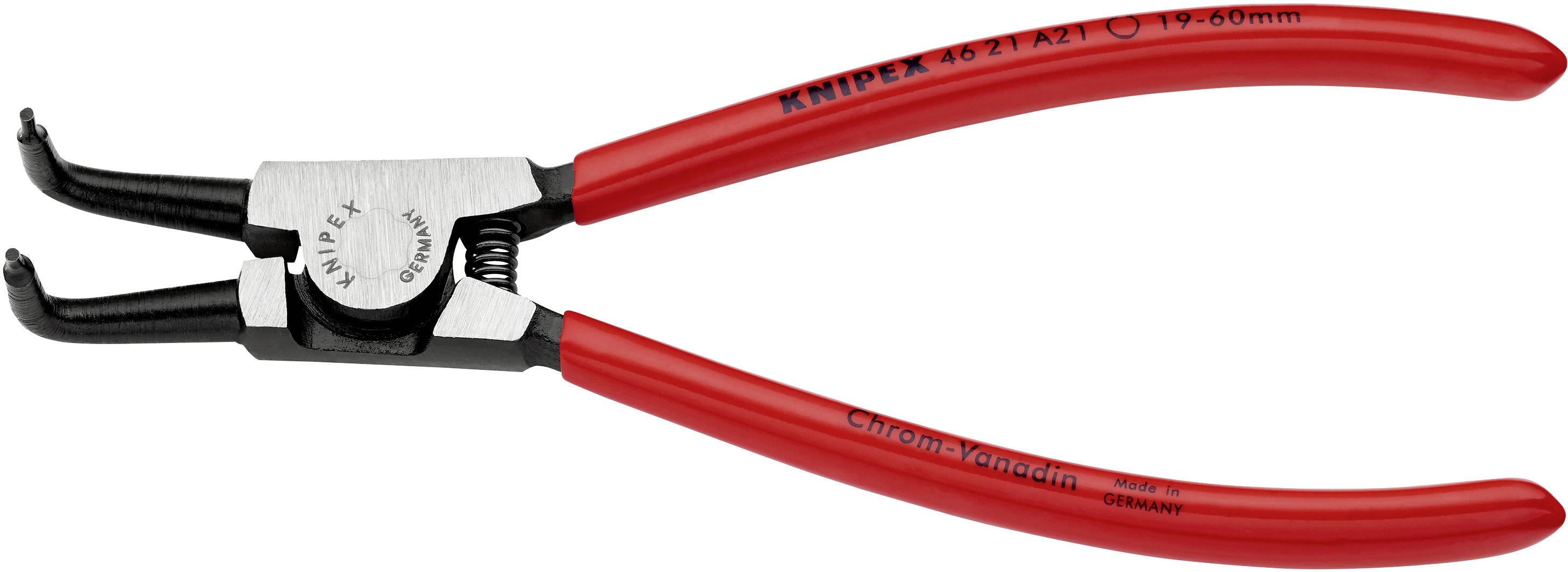 Rote Sprengringzange von Knipex, speziell für die Montage und Demontage von Sprengringen, mit ergonomischen Griffen für optimalen Halt.