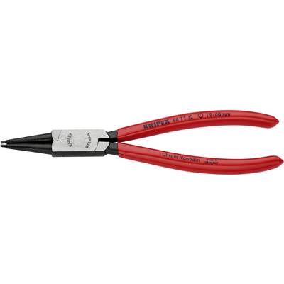 Rote Sicherungsringzange mit geraden Spitzen, geeignet zum Einbau von Sicherungsringen in Bohrungen. Aufschrift: 'Knipex 4411J2'.