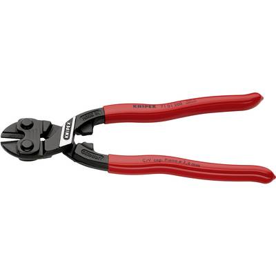 'Rote Kneifzange der Marke Knipex, Modell 71 01 200, geeignet für C/V-Kapazitäten bis 3,6 mm, mit schwarzen Schneidkanten.'