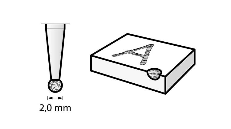 Dremel 26157103JA Frässtift Hartmetall Kugel 2.0 mm Schaftdurchmesser 3.2 mm-1