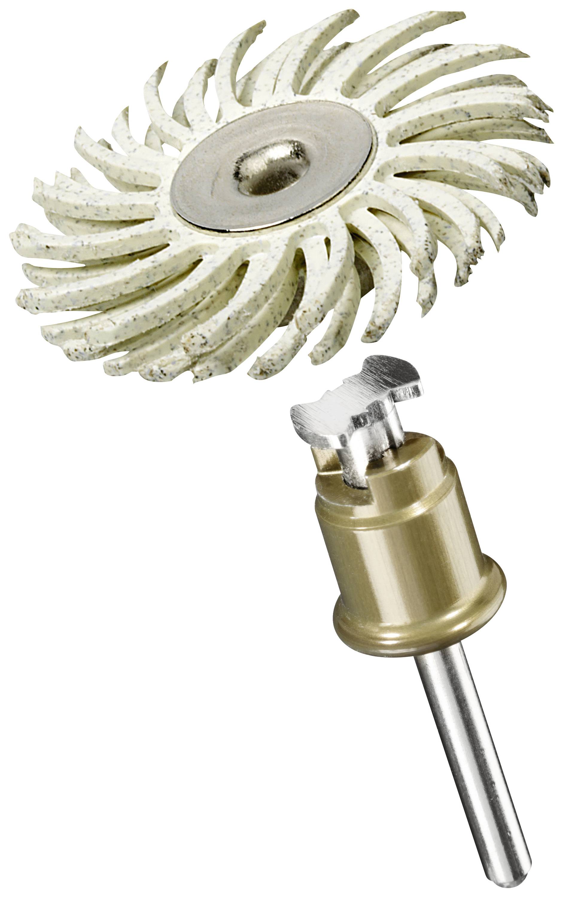 Polierwerkzeug mit rotierendem, gezacktem Kopf aus Metall, ideal zum Schleifen und Glätten von Oberflächen.