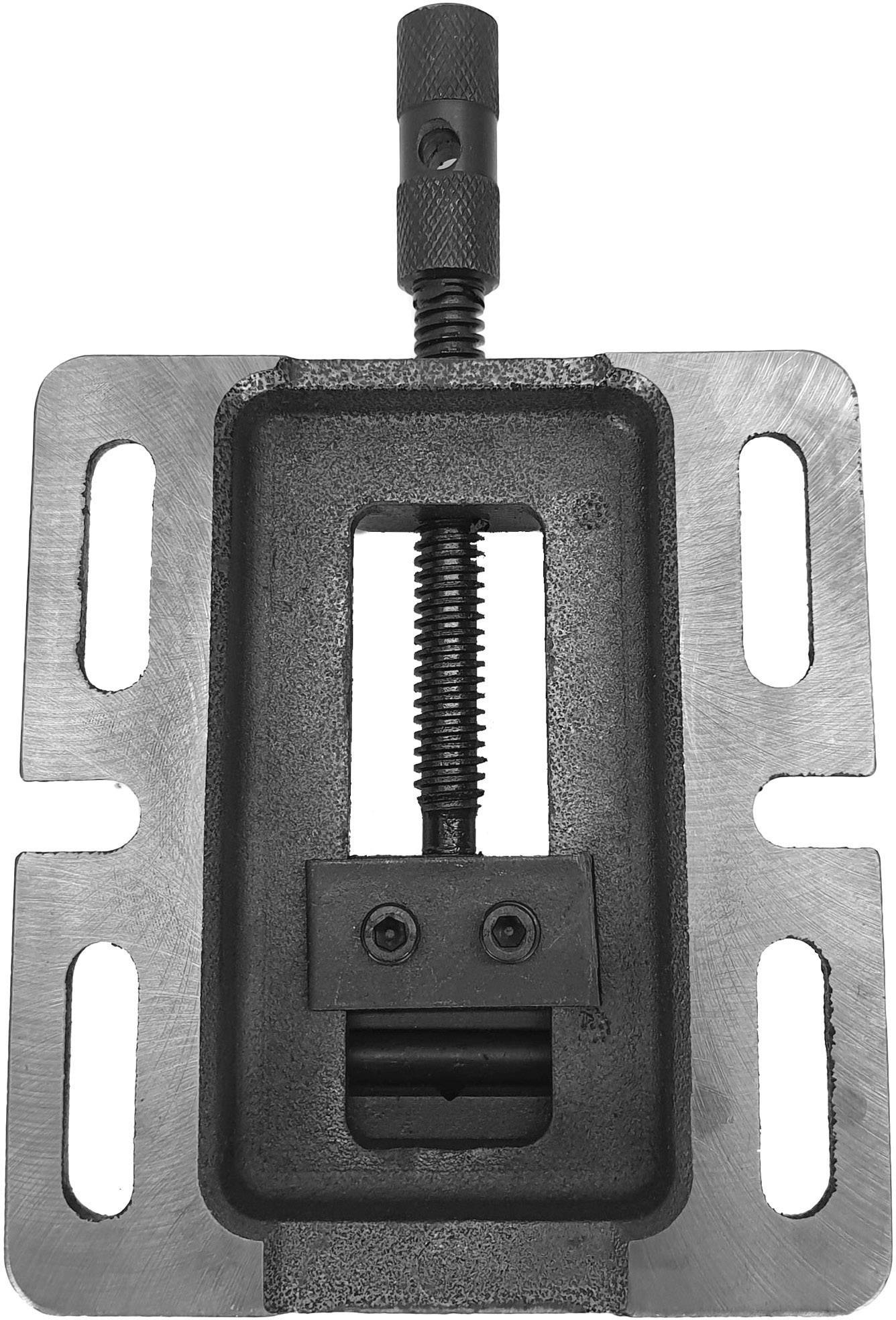 Eine Metallschraubzwinge mit justierbarer Gewindespindel, geeignet zum Fixieren von Werkstücken bei der Bearbeitung oder Montage.