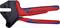 Rote und blaue Crimpzange von Knipex mit der Aufschrift 'Knipex 97 43 200 Germany', für Kabel- und Drahtbearbeitung.