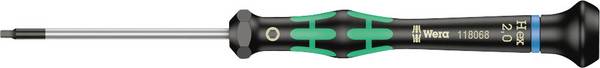 Wera 2054 Elektrotechnik und Feinwerktechnik Innen-Sechskantschraubendreher Schlüsselweite (metrisch): 2 mm Klingenlänge: 60 mm