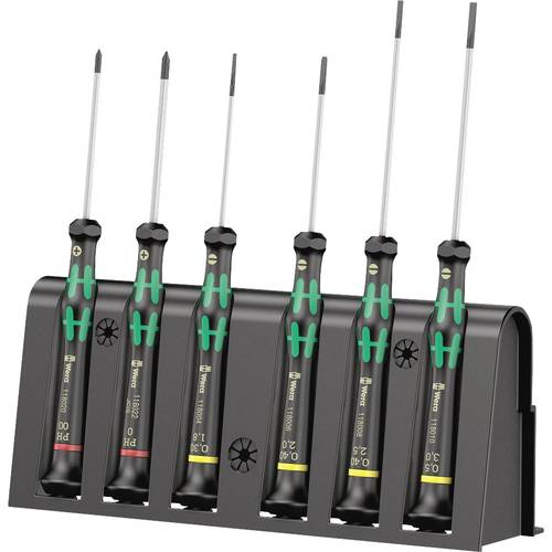 Wera 2035/6 A Elektronik- u. Feinmechanik Schraubendreher-Set 6teilig Schlitz, Kreuzschlitz Phillips