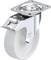 Lenkrolle mit grauem Rad und silbernem Gehäuse, montierbar an Möbel oder Geräte für leichte Beweglichkeit.