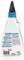 Eine weiße Plastikflasche mit einer spitzen schwarzen Kappe, die Text in mehreren Sprachen mit Gebrauchsanweisungen und Warnhinweisen für ein Klebstoffprodukt enthält.