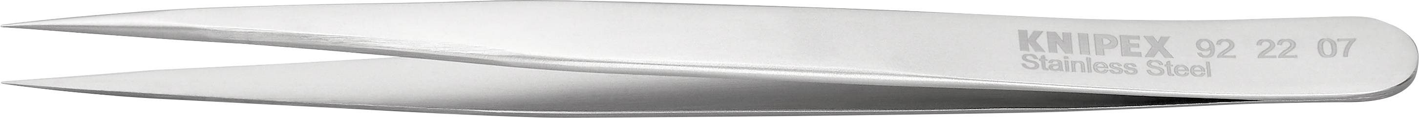 Metallpinzette mit spitzen Enden, geeignet für präzises Greifen kleiner Objekte, mit Gravur 'Knipex'.