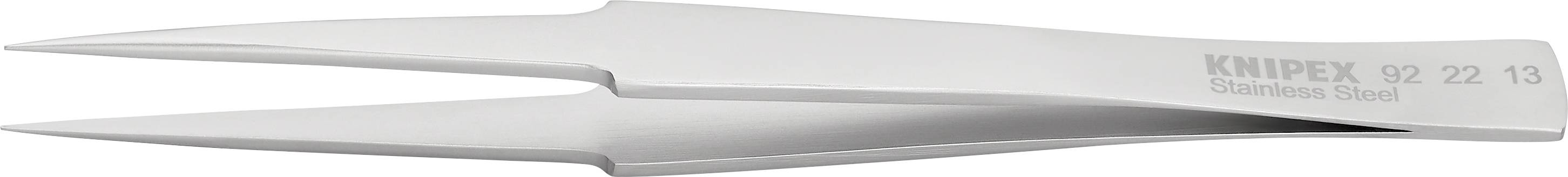 Eine silberne Pinzette aus Edelstahl mit der Gravur 'KNIPEX 92 22 13'.