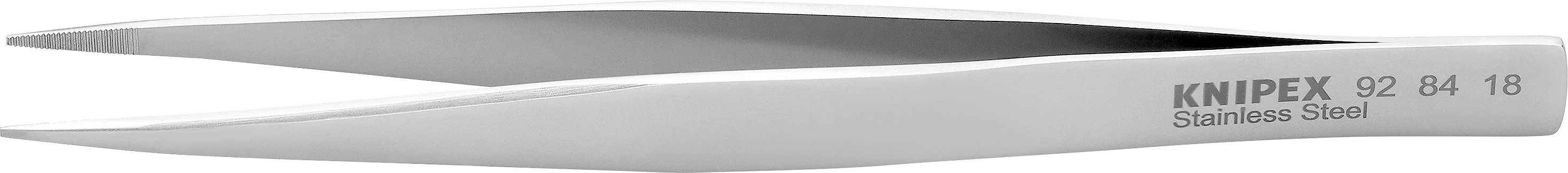 Edelstahlpinzette der Marke Knipex mit gebogener Spitze, geeignet für präzise Arbeiten.