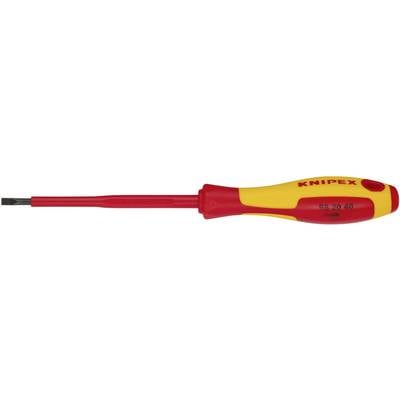 Ein isolierter Schraubendreher mit rot-gelbem Griff und der Marke 'Knipex' darauf.