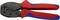 Eine rote und blaue Crimpzange von Knipex zum Verarbeiten von Aderendhülsen.