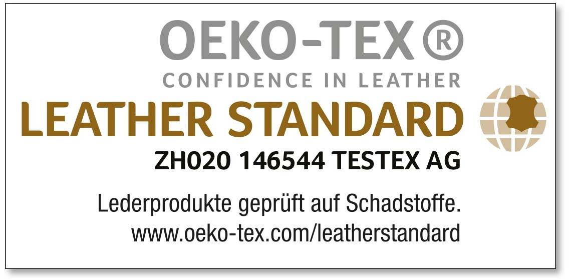 Label 'OEKO-TEX LEATHER STANDARD'. Geprüfte Lederprodukte auf Schadstoffe. Link: www.oeko-tex.com/leatherstandard.