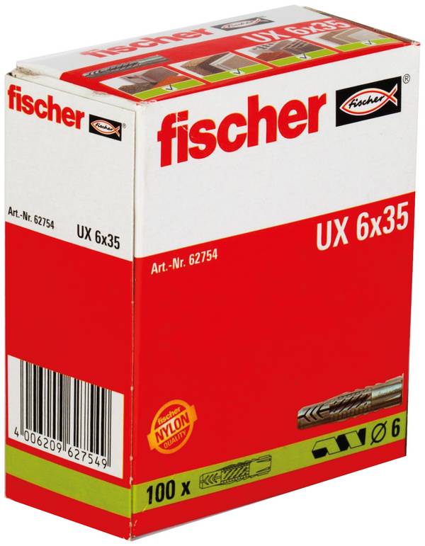 Fischer 62754 UX 6 x 35 Universaldübel 35 mm 6 mm 100 St.